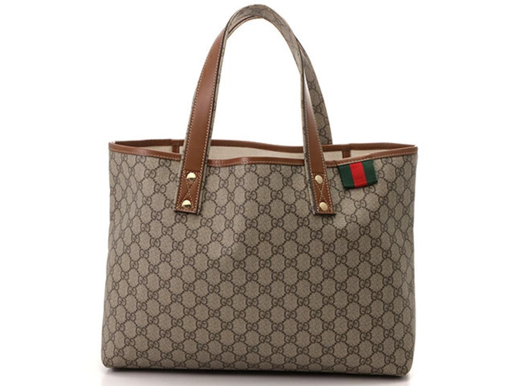 Gucci GG Plus Web Loop Tote Bag beige ebony GG Supreme brown